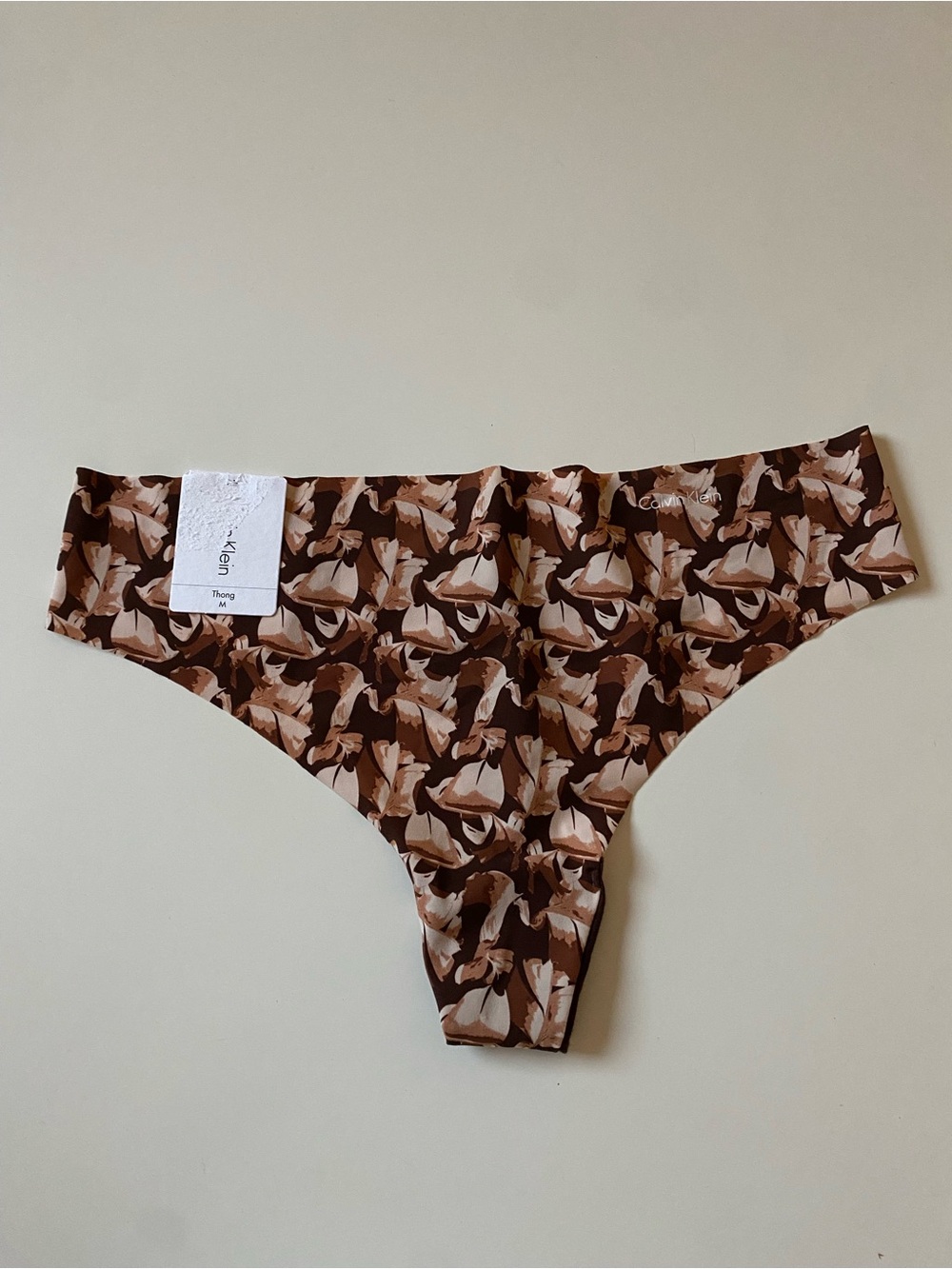 Calvin Klein Women's Brown Floral-Pattern Thong NWT